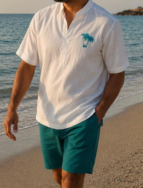 ( Linen ) tshirt short sleeve & short