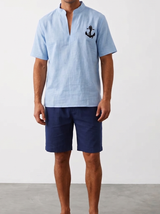 ( Linen ) tshirt short sleeve & short