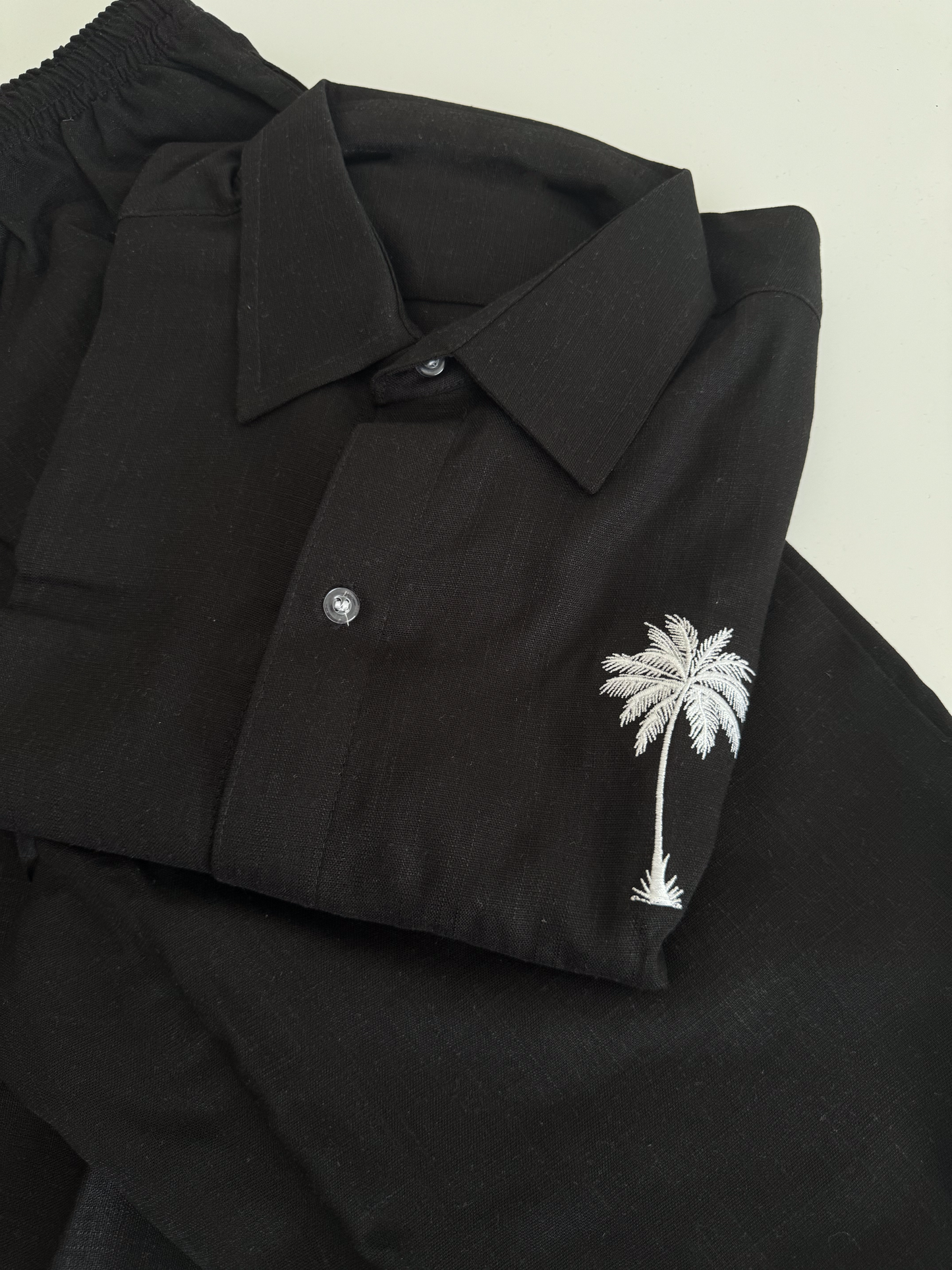 Linen black tshirt long sleeve & black pants