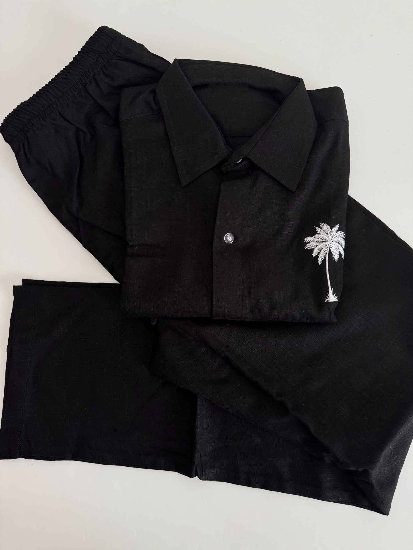 Linen black tshirt long sleeve & black pants