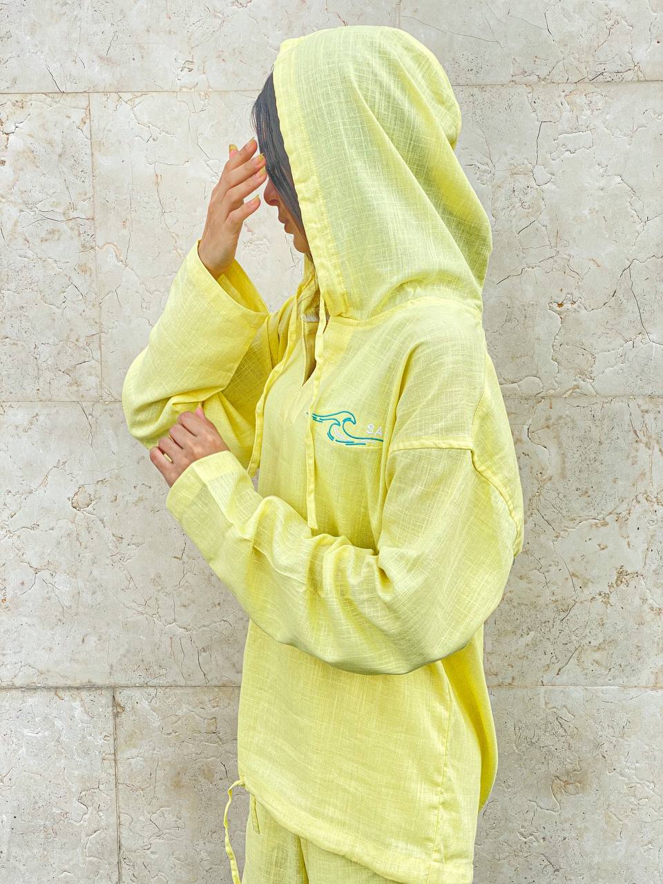 Linen tshirt long sleeve hoodie and Pants